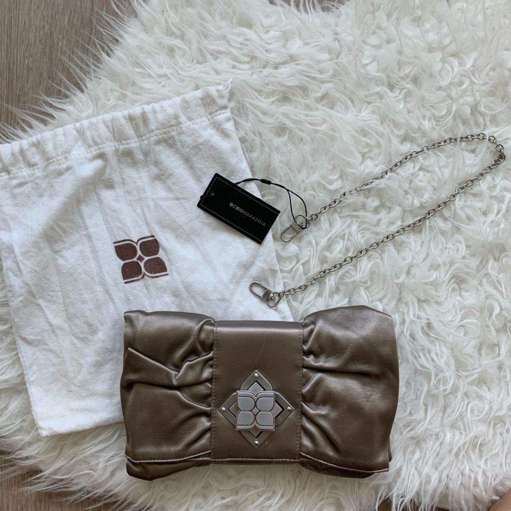 BCBG Taupe Silk Clutch/Purse